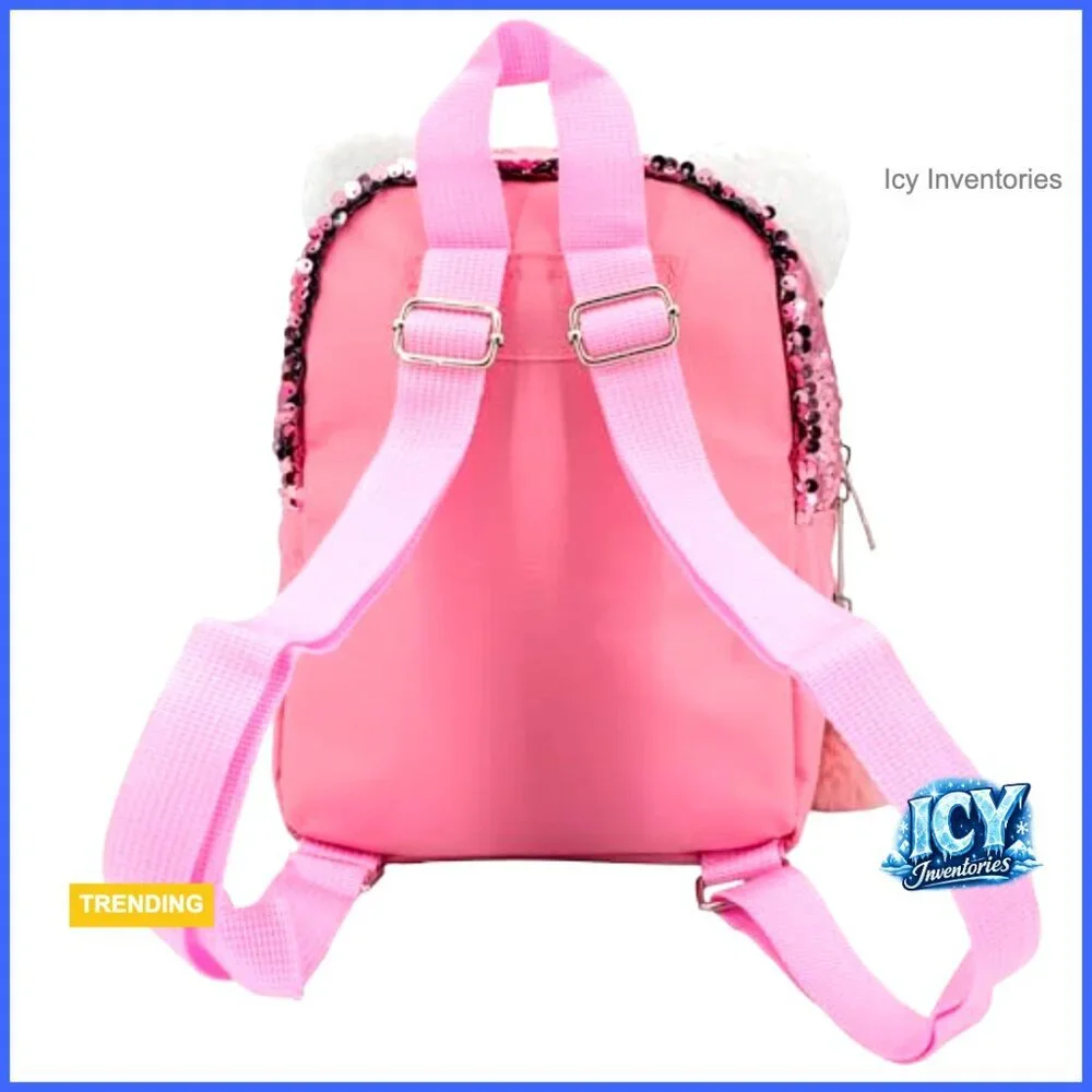 Hello Kitty Sherpa & Sequin Mini Backpack with 3D Ears & Pompom Dangle